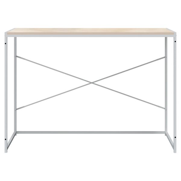 vidaXL Computer Desk White and Oak 110x60x70 cm Engineered Wood