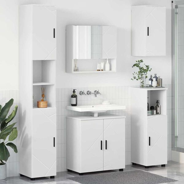 vidaXL Bathroom Furniture Set 5 pcs White Engineered wood & Metal