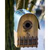 dobar Bird Nesting Box "Amber" with Zinc Rounded Roof Natural and Silver