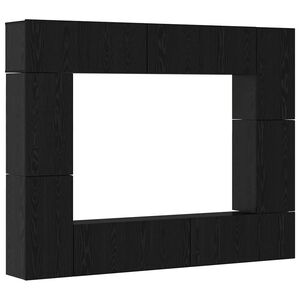 vidaXL TV Cabinet Set Wall-mounted 8 pcs Black Oak Engineered Wood