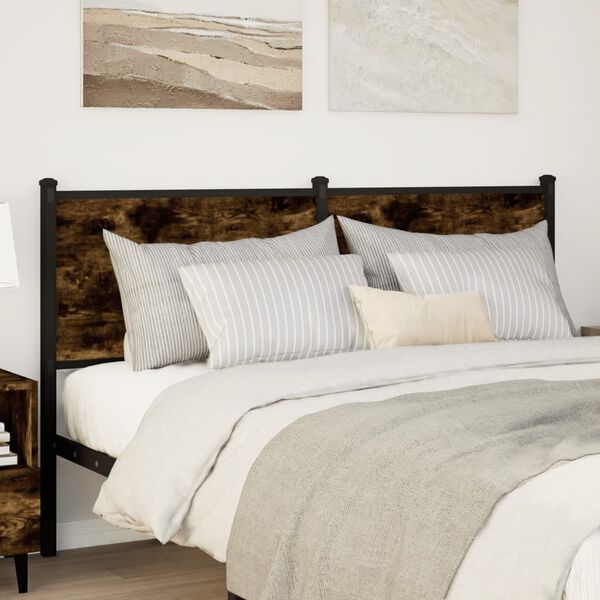 vidaXL Headboard Smoked Oak 150 cm Engineered Wood and Steel