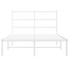 vidaXL Metal Bed Frame without Mattress with Headboard White 120x200cm
