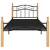vidaXL Bed Frame without Mattress Black Metal&Solid Oak Wood 100x200 cm