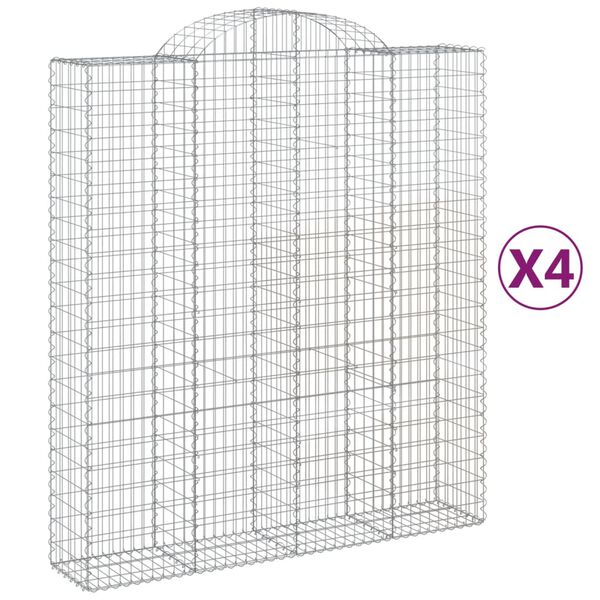 vidaXL Arched Gabion Baskets 4 pcs 200x50x220/240 cm Galvanised Iron