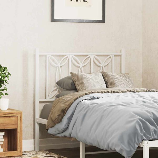 vidaXL Metal Replace Headboard White 90 cm