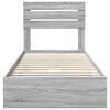 vidaXL Storage Bed with Drawer Grey Sonoma 90 x 190 cm Engineered Wood
