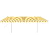 vidaXL Manual Retractable Awning with Posts 5x3 m Yellow and White