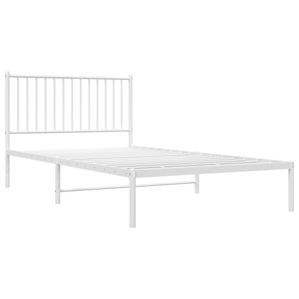 vidaXL Metal Bed Frame without Mattress with Headboard White 107x203cm
