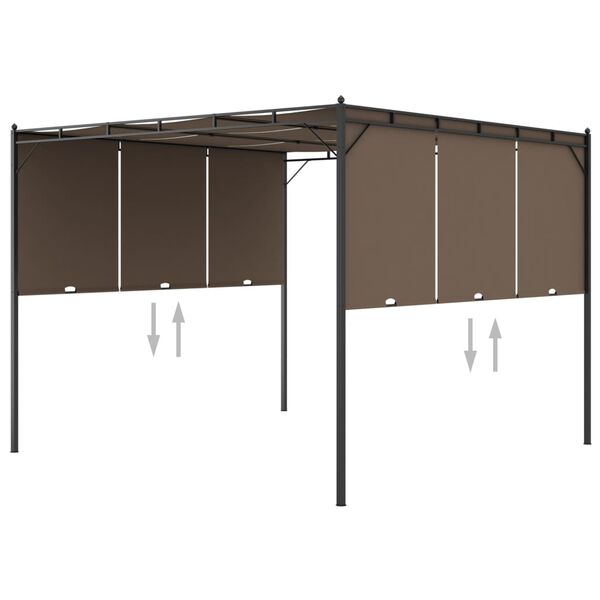 vidaXL Garden Gazebo with Side Curtain 3x3x2.25 m Taupe