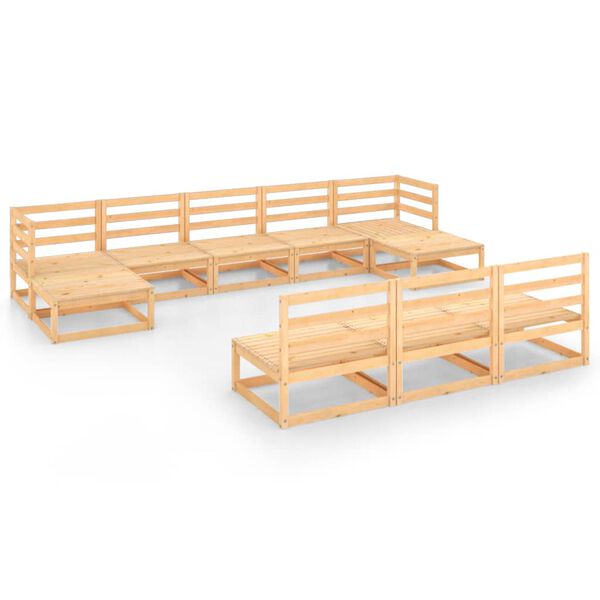 vidaXL 10 Piece Garden Lounge Set Solid Pinewood