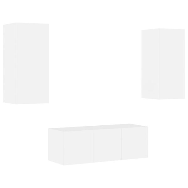 vidaXL 4 Piece TV Wall Units with LED White Engineered Wood