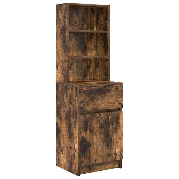 vidaXL Bedside Cabinet Smoked Oak 39x35x125 cm Engineered Wood