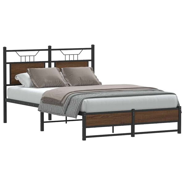 vidaXL Bed Frame without Mattress Brown Oak 120x190 cm Small Double Engineered Wood
