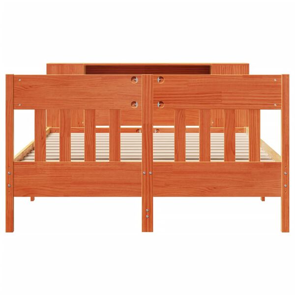 vidaXL Bookcase Bed without Mattress Wax Brown 135x190 cm Double Solid Wood Pine