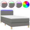 vidaXL Box Spring Bed with Mattress&LED Dark Grey 100x200cm Fabric