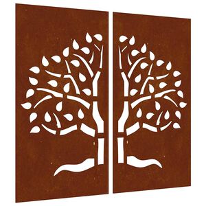 vidaXL Garden Wall Decorations 2 pcs 105x55 cm Corten Steel Tree Design