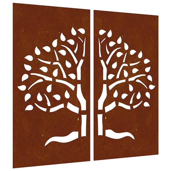 vidaXL Garden Wall Decorations 2 pcs 105x55 cm Corten Steel Tree Design