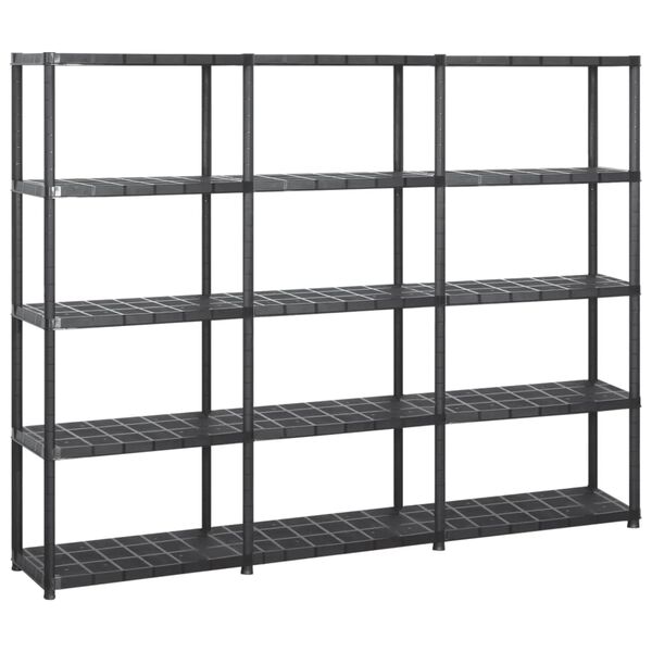 vidaXL Storage Shelf 5-Tier Black 213x38x170 cm Plastic