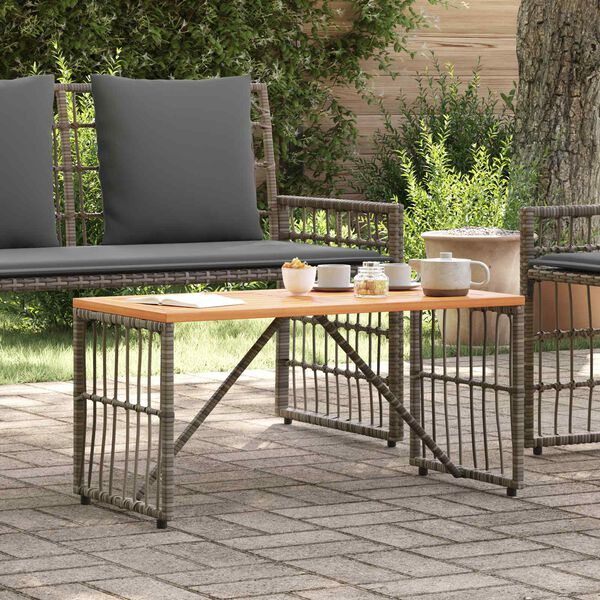 vidaXL Outdoor Table Grey 80 x 40 x 40 cm Steel and Poly Rattan