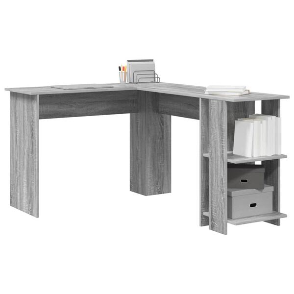 vidaXL Corner Desk Grey Sonoma 140 x 113.5 x 75 cm Engineered Wood