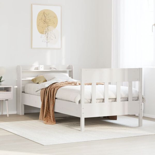 vidaXL Bed Frame without Mattress White 90x200 cm Solid Wood Pine