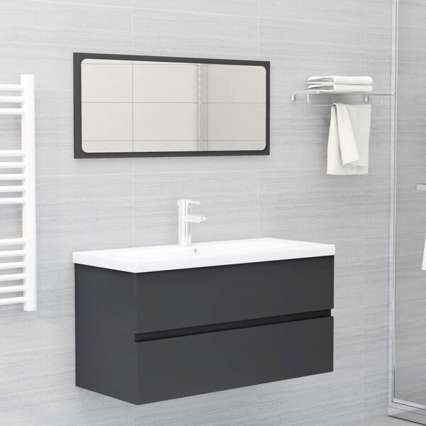 vidaXL Bathroom Furniture Set Grey Engineered Wood
