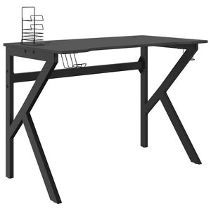 vidaXL Gaming Desk with K Shape Legs Black 110x60x75 cm