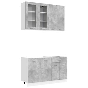 vidaXL Kitchen Unit LYON 4 pcs Concrete Grey Engineered Wood