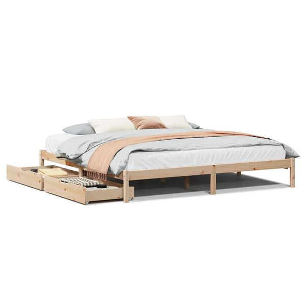 vidaXL Bed Frame without Mattress 180x200 cm Super King Solid Wood Pine