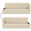 vidaXL Corner Bed Frame with Headboard Cream 90 x 200 cm Fabric