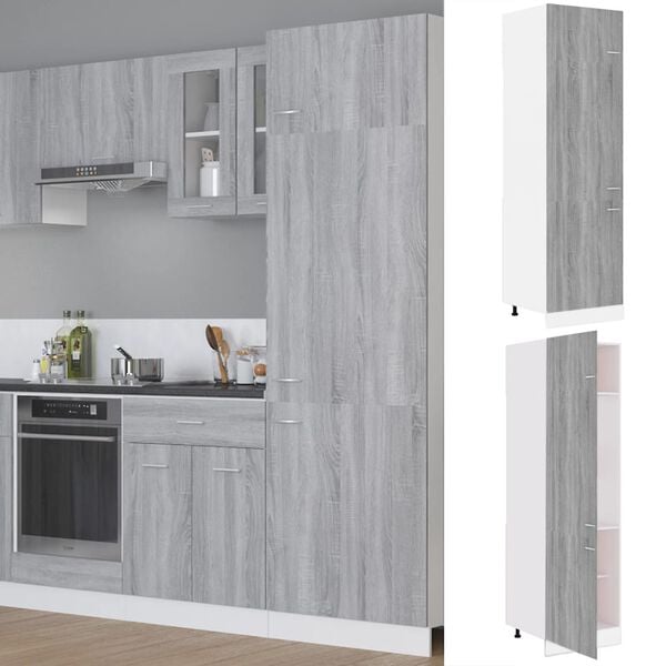 vidaXL Refrigerator Cabinet Lyon Grey Sonoma 60x57x207 cm Engineered Wood