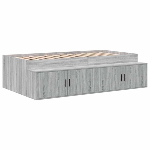 vidaXL Bed Frame with Drawer Grey Sonoma 100 x 200 cm Engineered Wood