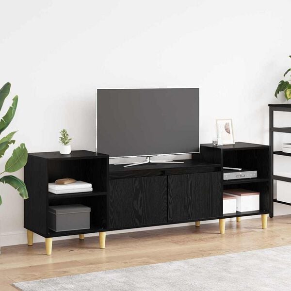 vidaXL TV Cabinet Black Oak 160 x 35 x 55 cm Engineered Wood