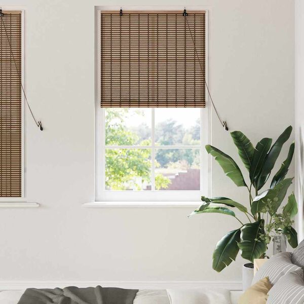 vidaXL Roller Blind with Curtains Manual Brown 90 x 160 cm Bamboo
