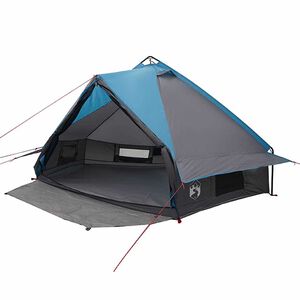 vidaXL Teepee Tent 6-Person with Roof Blue and Grey 431 x 366 x 185 cm