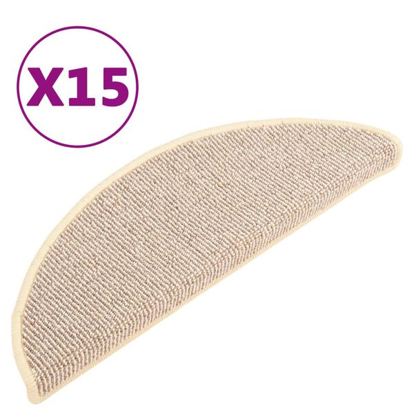 vidaXL Stair Mats 15 pcs 65x21x4 cm White and Brown Half Round Large