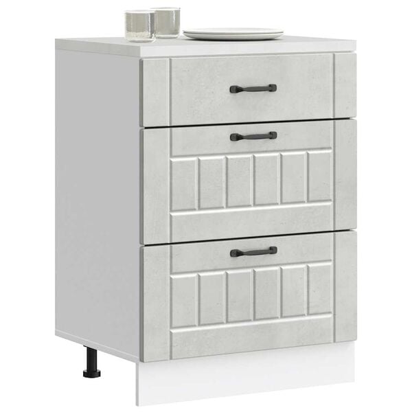vidaXL Kitchen Base Cabinet Lucca Concrete Grey Engineered Wood