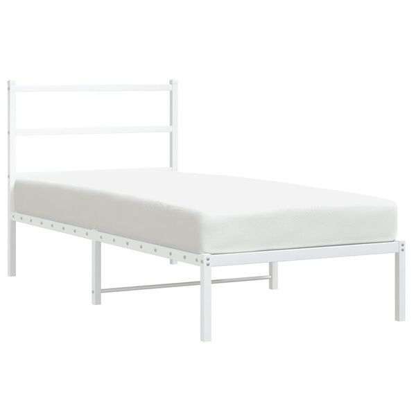 vidaXL Metal Bed Frame without Mattress with Headboard White 90x200cm