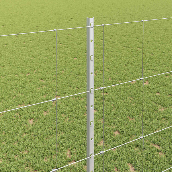 vidaXL Fence with Post Silver 1.4 x 25 m Steel