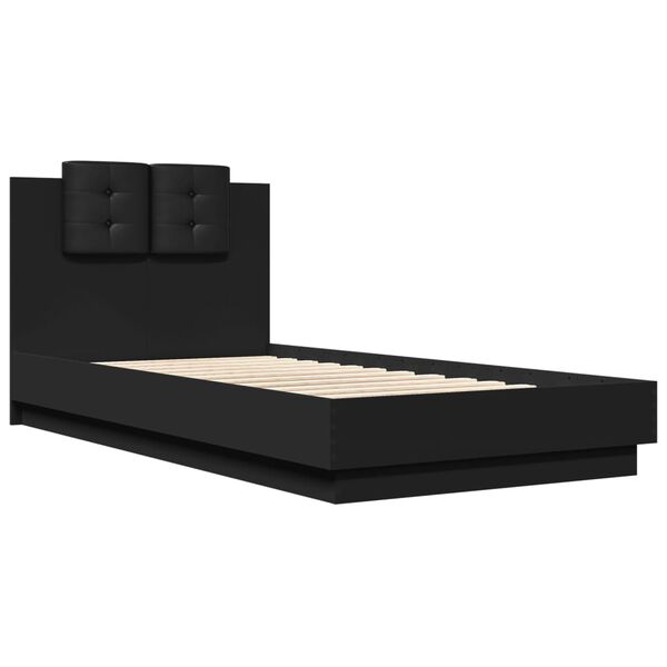vidaXL Bed Frame with LED without Mattress Black 90x190 cm Single