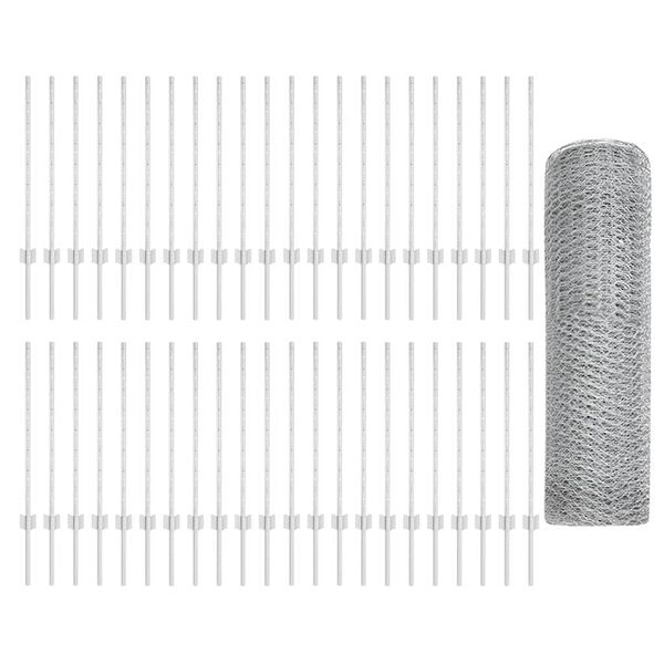 vidaXL Fence with Post Silver 0.8 x 100 m Steel
