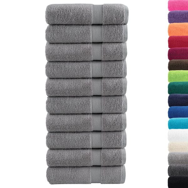 vidaXL Premium Shower Towels "SOLUND" 10 pcs Grey 70x140 cm 600 gsm