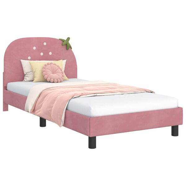 vidaXL Children's Bed Frame with Headboard Pink 80 x 200 cm Velvet