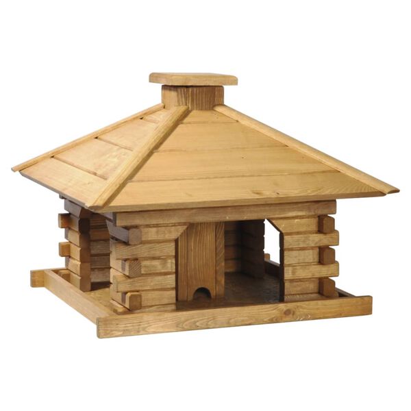 dobar Square Bird House with Wooden Roof Brown