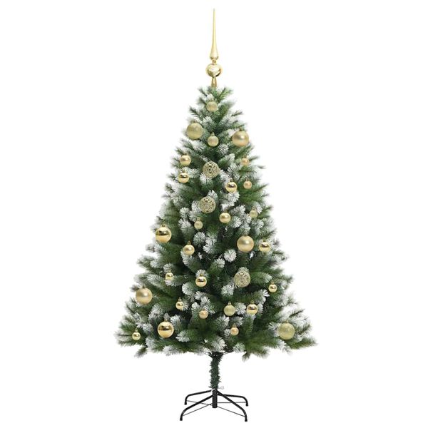 vidaXL Artificial Hinged Christmas Tree with Flocked Snow 120 cm