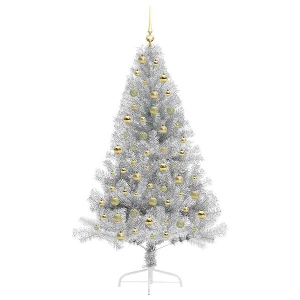 vidaXL Artificial Pre-lit Christmas Tree Silver 180 cm PET