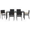 vidaXL Garden Dining Set 7 pcs Black Poly Rattan
