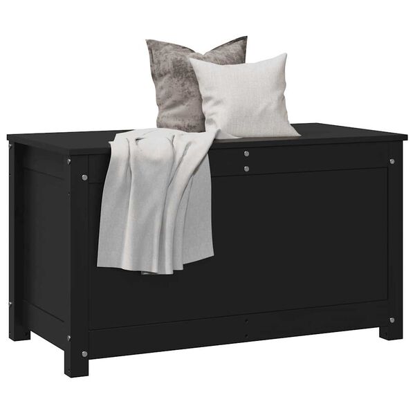 vidaXL Storage Box Black 80x40x45.5 cm Solid Wood Pine