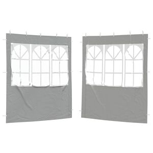vidaXL Party Tent Sidewall 2 pcs 200 x 195 cm Light Grey PE and Steel