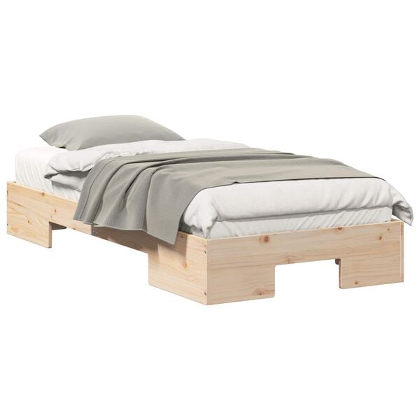 vidaXL Floor Bed Frame with Storage Brown 80 x 200 cm Solid pine wood